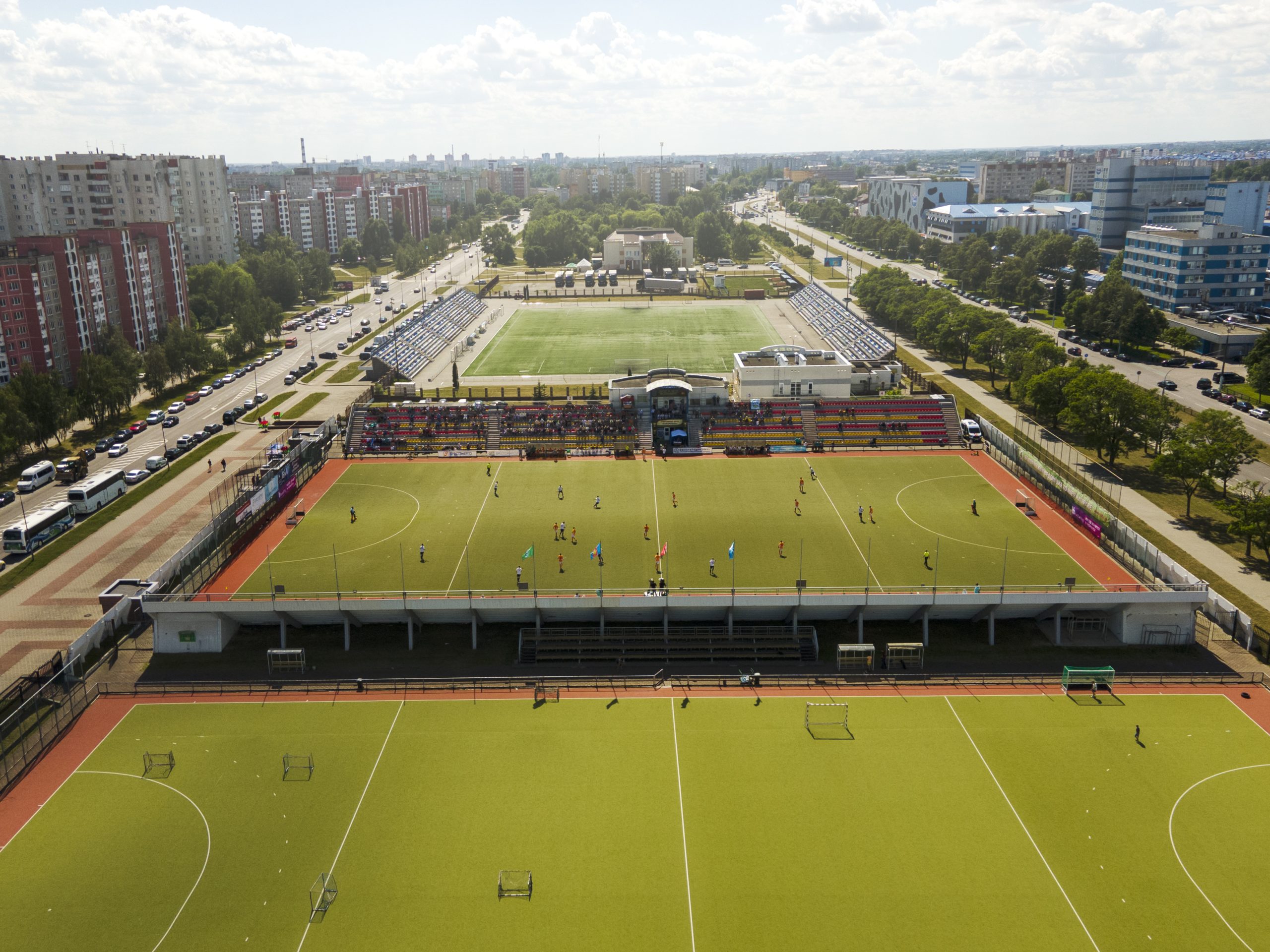 aerial view grass field hockey